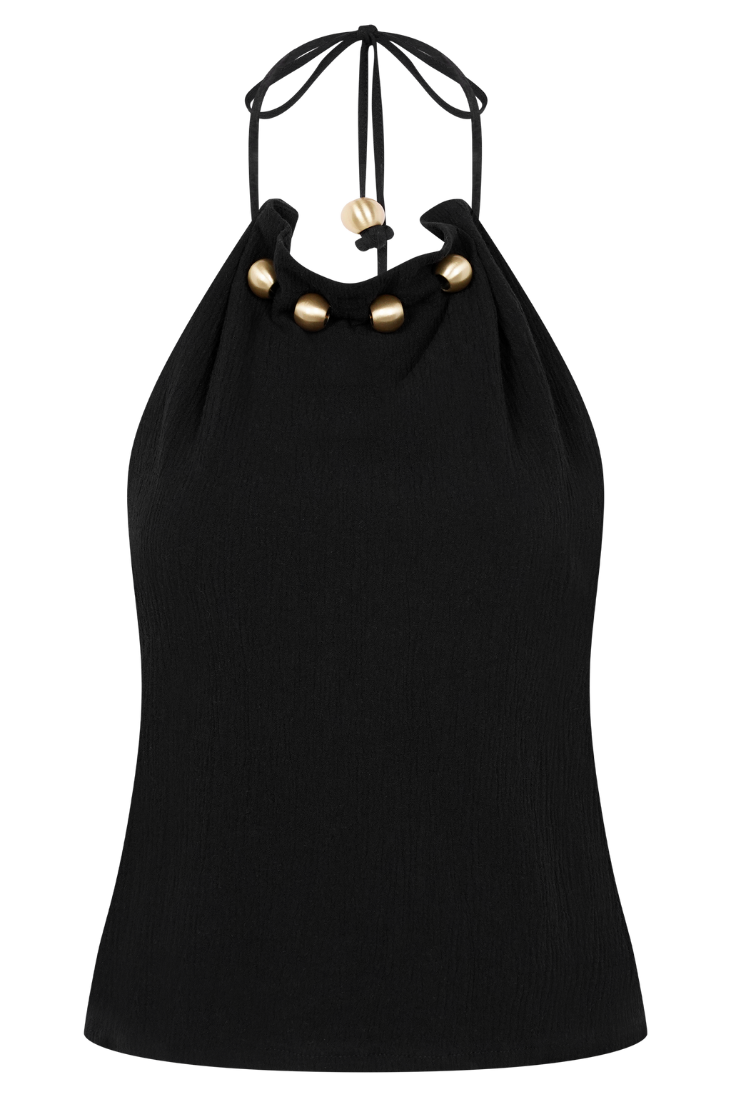 Abeda Cotton Top With Hardware - Black
