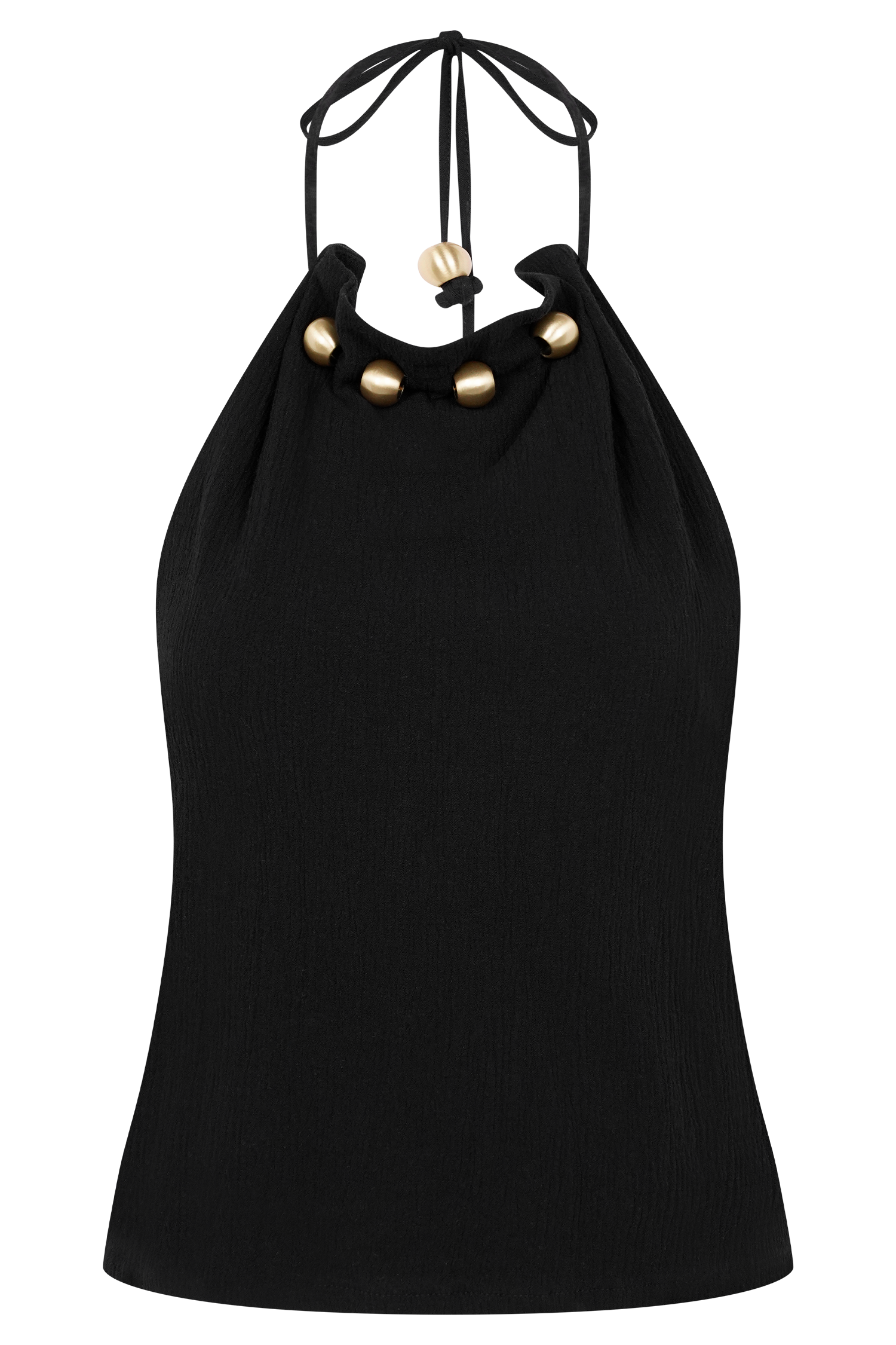 Abeda Cotton Top With Hardware - Black