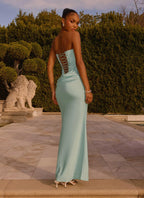 Adara Corset Maxi Dress - Aqua
