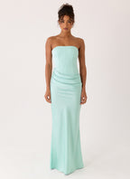 Adara Corset Maxi Dress - Aqua
