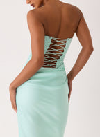 Adara Corset Maxi Dress - Aqua
