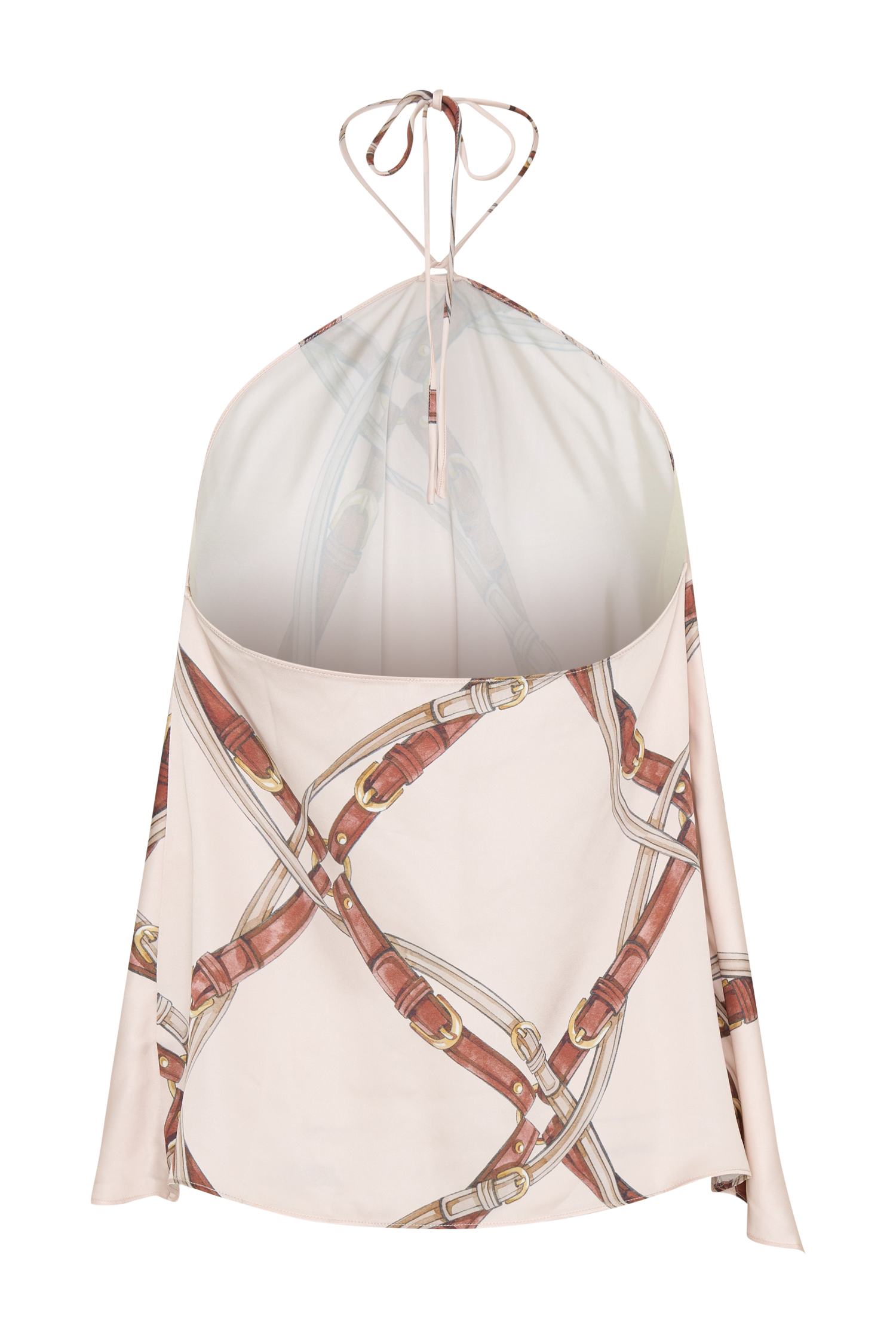 Adelaide Draped Satin Halter Top - Chain Print