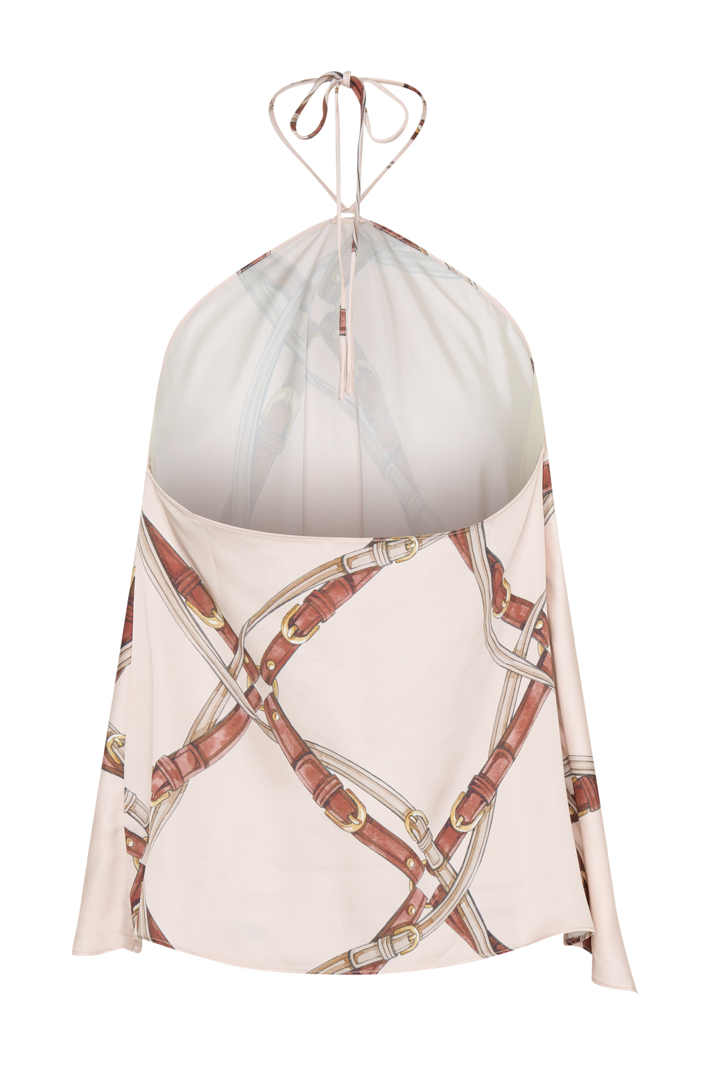 Adelaide Draped Satin Halter Top - Chain Print