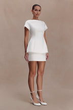 Adeline Short Sleeve Satin Top - White