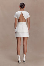 Adeline Short Sleeve Satin Top - White