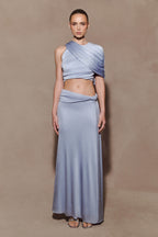 Adrienne One Shoulder Lurex Top - Pastel Blue