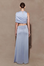 Adrienne One Shoulder Lurex Top - Pastel Blue
