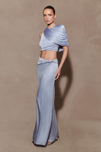 Adrienne One Shoulder Lurex Top - Pastel Blue