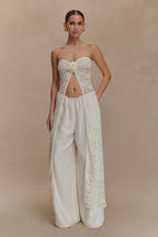 Aeline Strapless Crochet Knit Top - Ivory