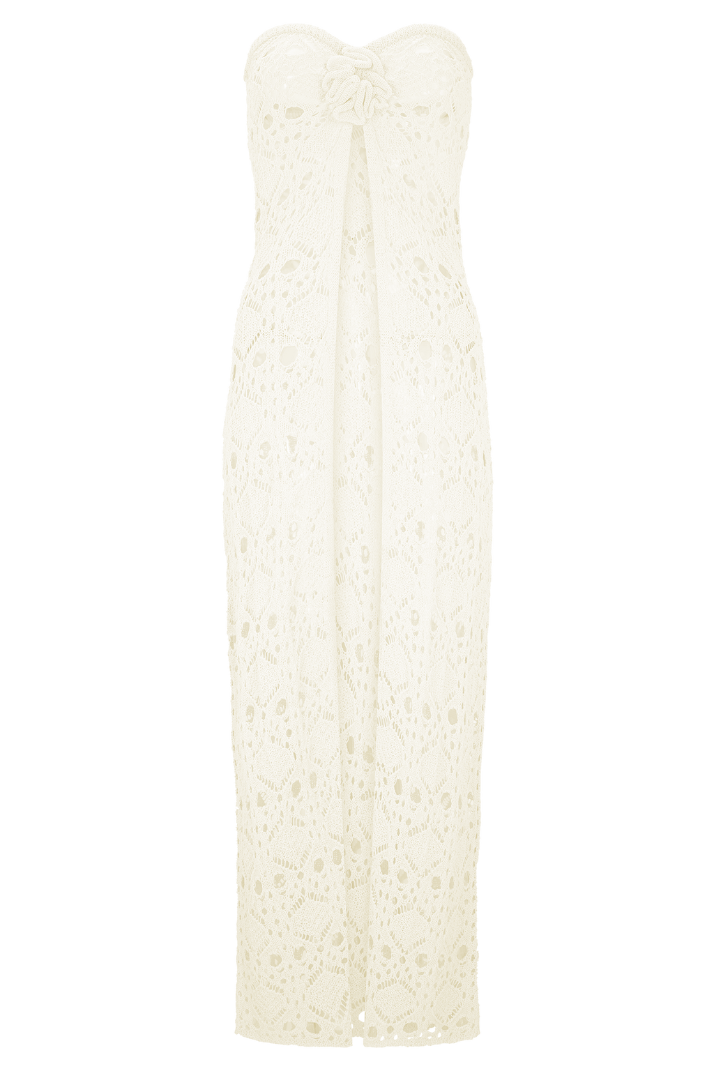 Aeline Strapless Crochet Knit Top - Ivory