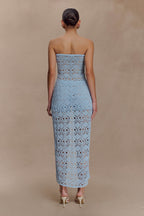 Aeline Strapless Crochet Knit Top - Sky Blue