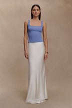 Aisling Ribbed Square Neck Sleeveless Top - Cornflower Blue