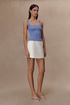 Aisling Ribbed Square Neck Sleeveless Top - Cornflower Blue