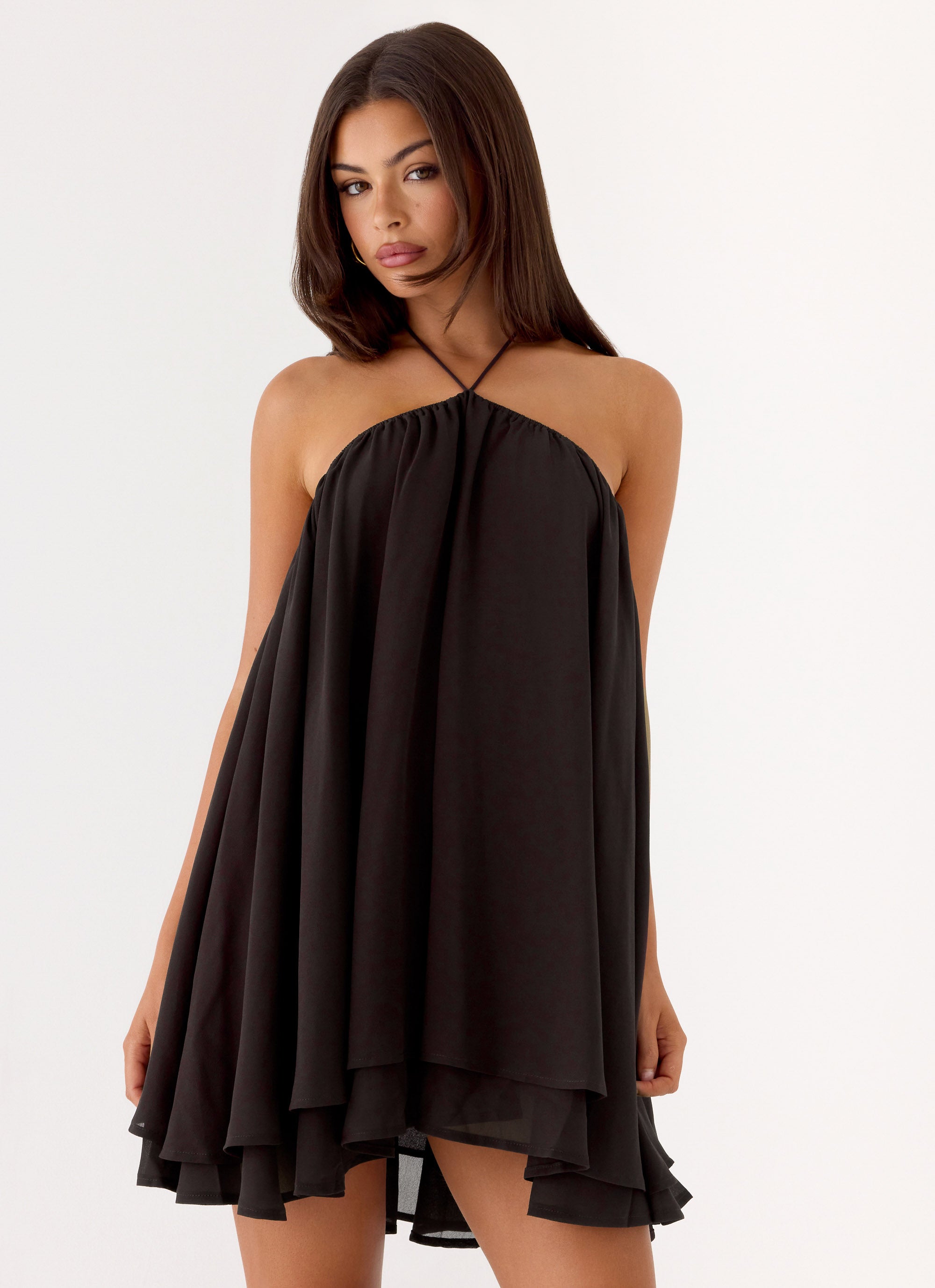 Alicelle Halter Mini Dress - Chocolate