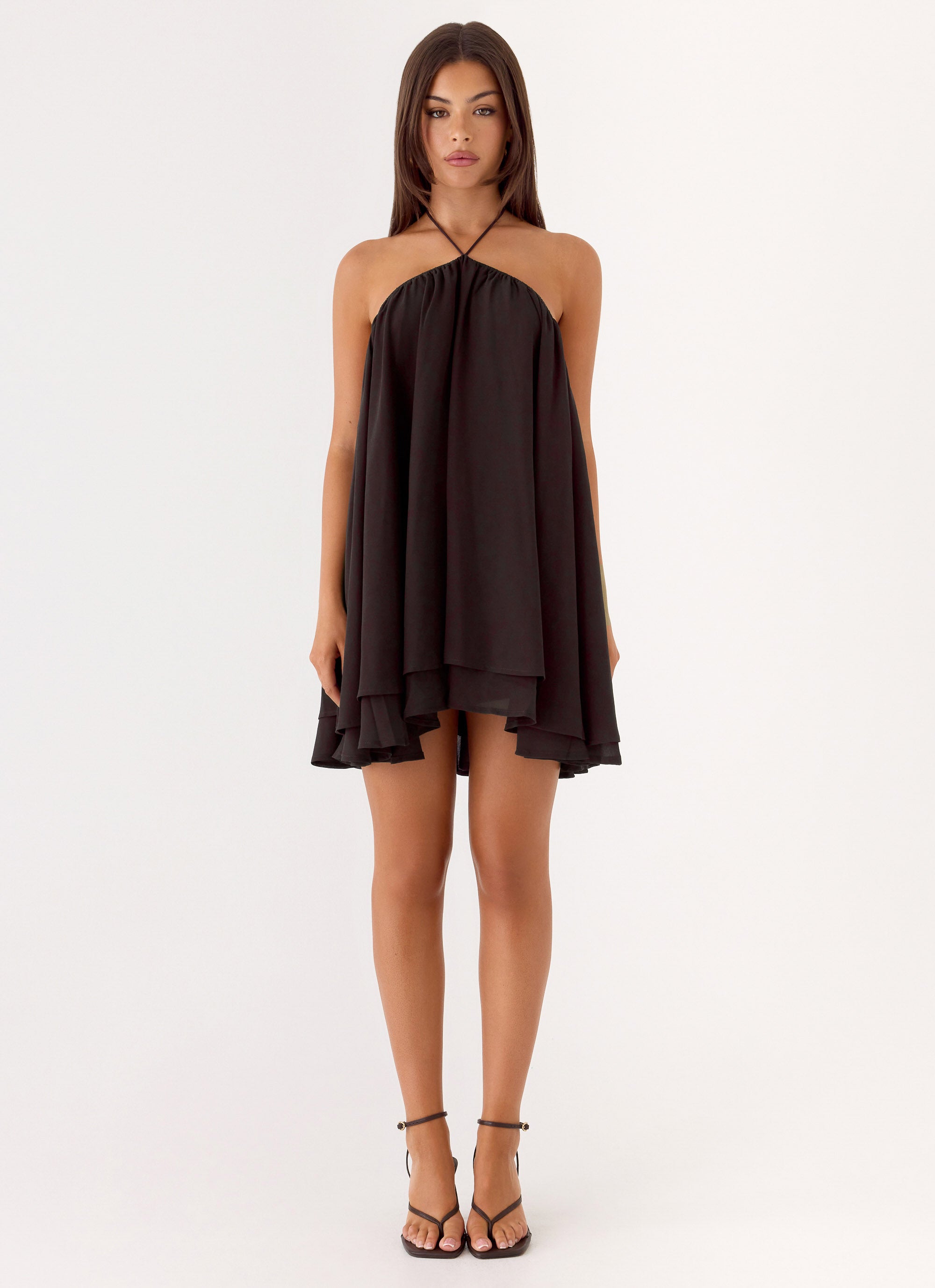 Alicelle Halter Mini Dress - Chocolate