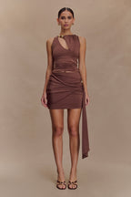 Alicent Slinky Beaded Top - Chocolate