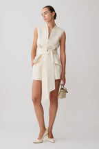 Alina Waist Tie Sleeveless Top - Stripe