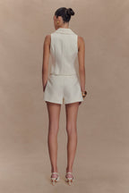 Alix Mixed Button Vest - Ivory