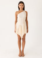 Amirose Spliced Cotton Mini Dress - Ivory