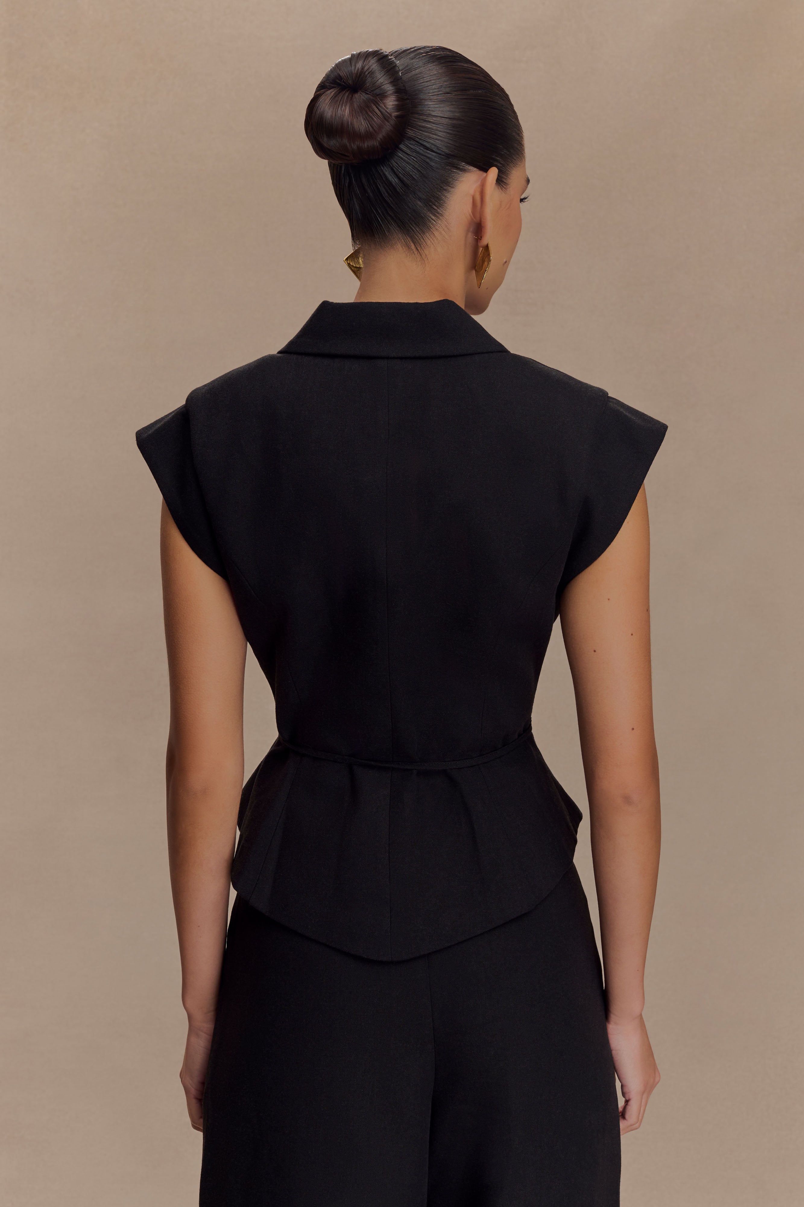 Andina Shortsleeve Linen Top - Black