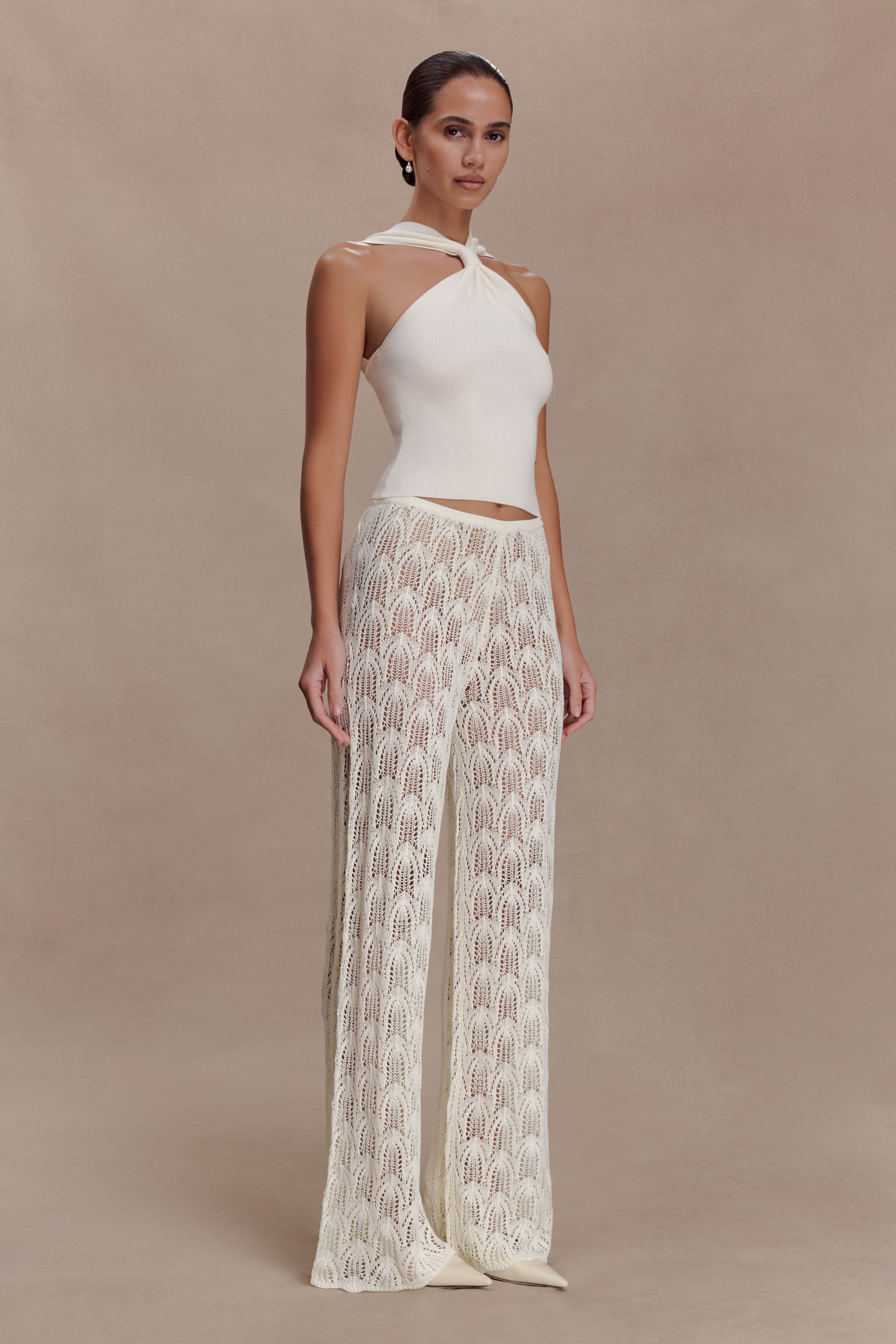 Angelika Twist Front Knit Top - Ivory