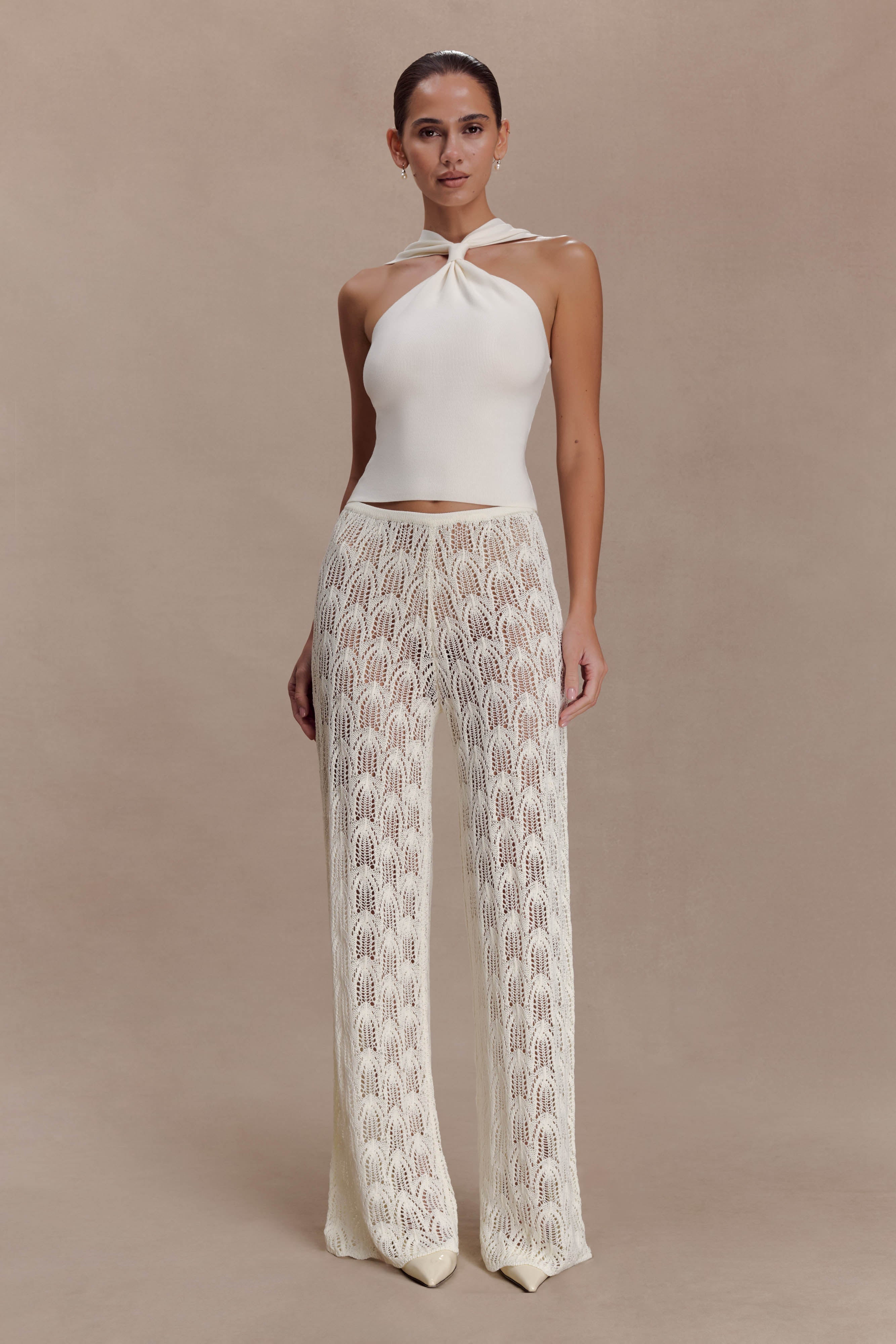 Angelika Twist Front Knit Top - Ivory