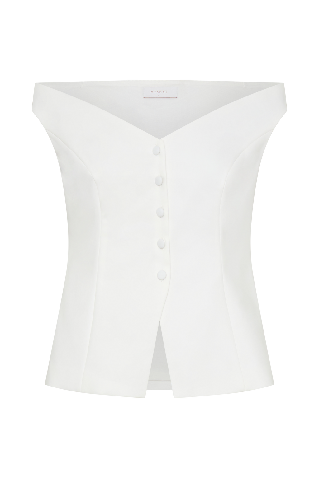 Billie Off Shoulder Sleeveless Button Top - White