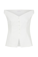 Billie Off Shoulder Sleeveless Button Top - White