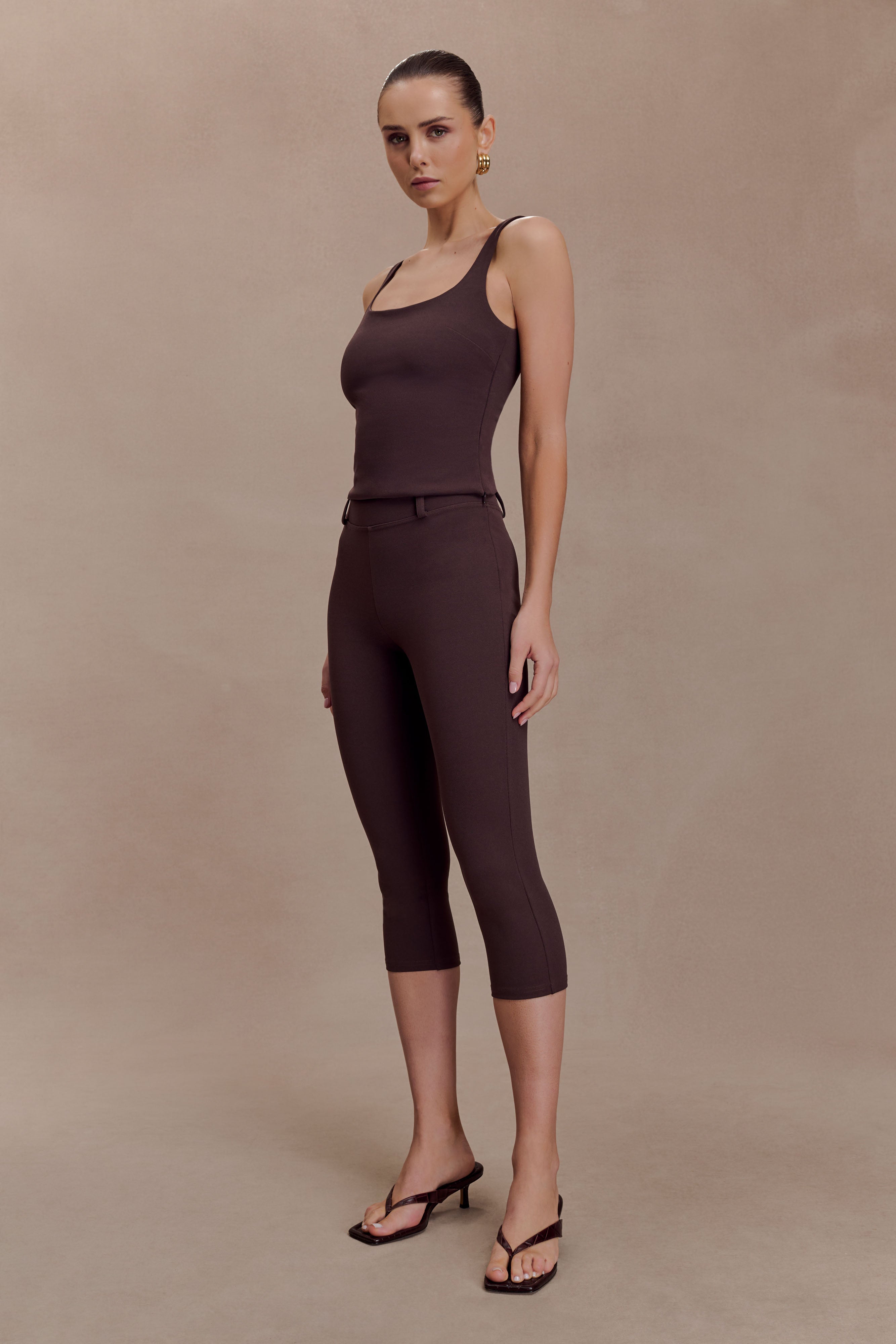 Blanca Stretch Crepe Cami Top - Chocolate