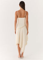 Cleosa Asymmetrical Midi Dress - Ivory