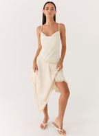 Cleosa Asymmetrical Midi Dress - Ivory