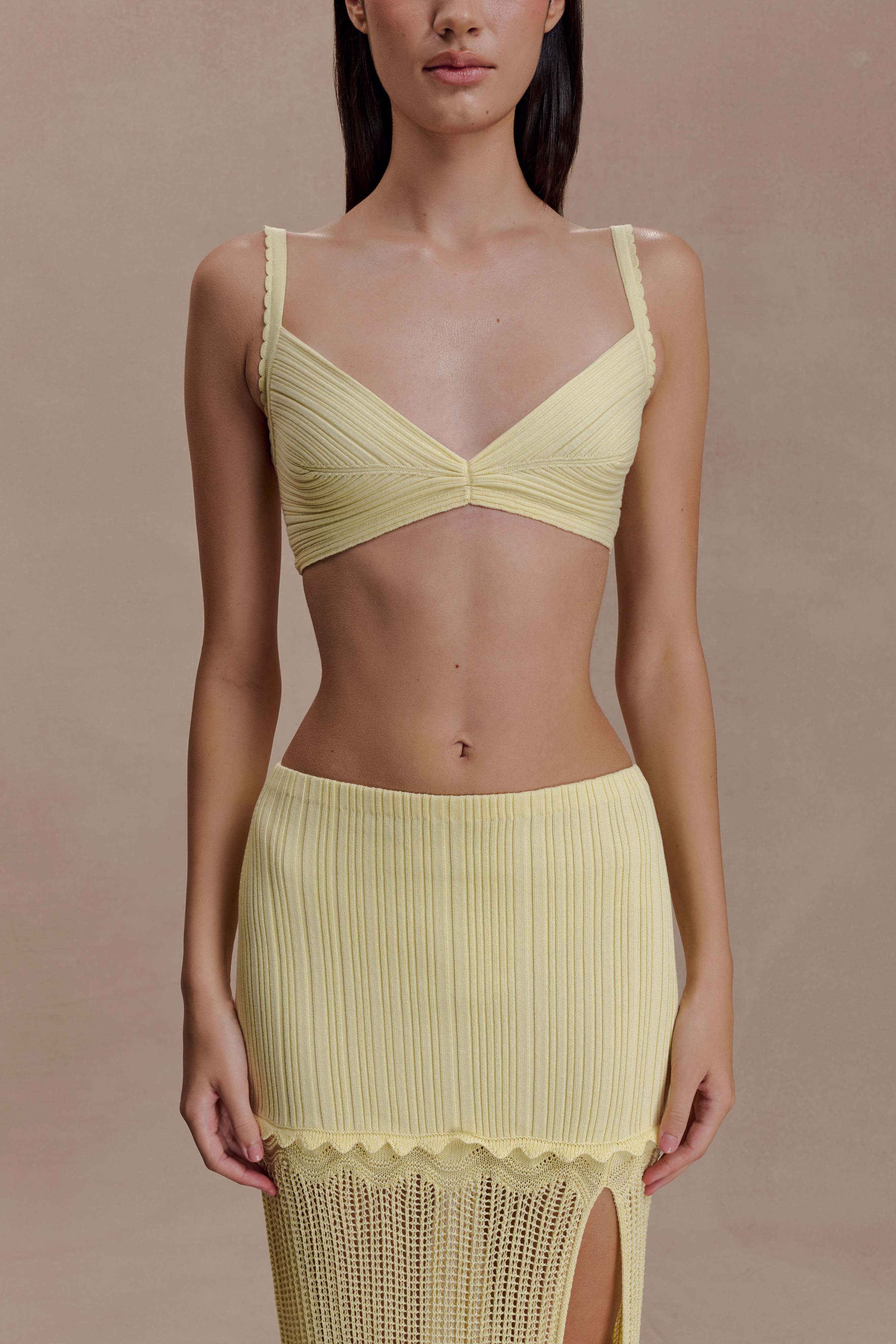 Coleene Pointelle Knit Top - Lemon