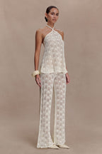 Corey Crochet Halter Neck Top - Ivory