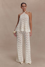 Corey Crochet Halter Neck Top - Ivory