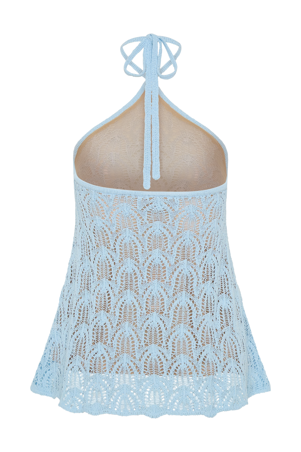Corey Crochet Halter Neck Top - Light Blue