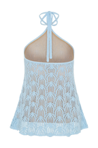 Corey Crochet Halter Neck Top - Light Blue