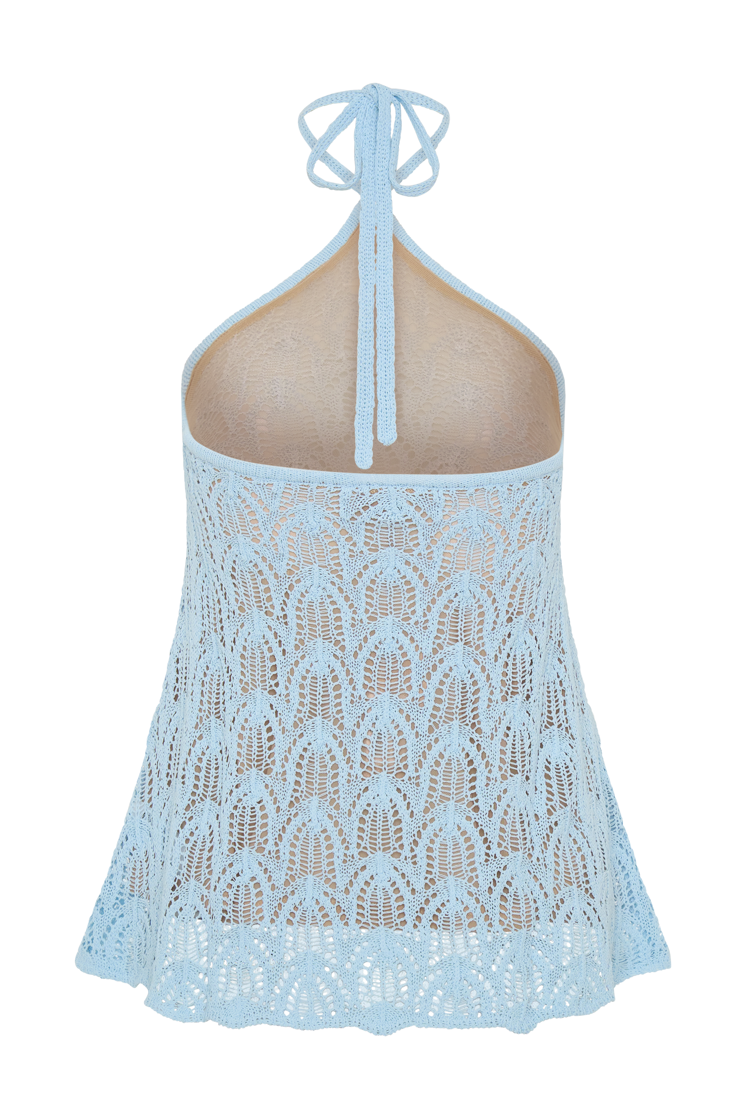 Corey Crochet Halter Neck Top - Light Blue
