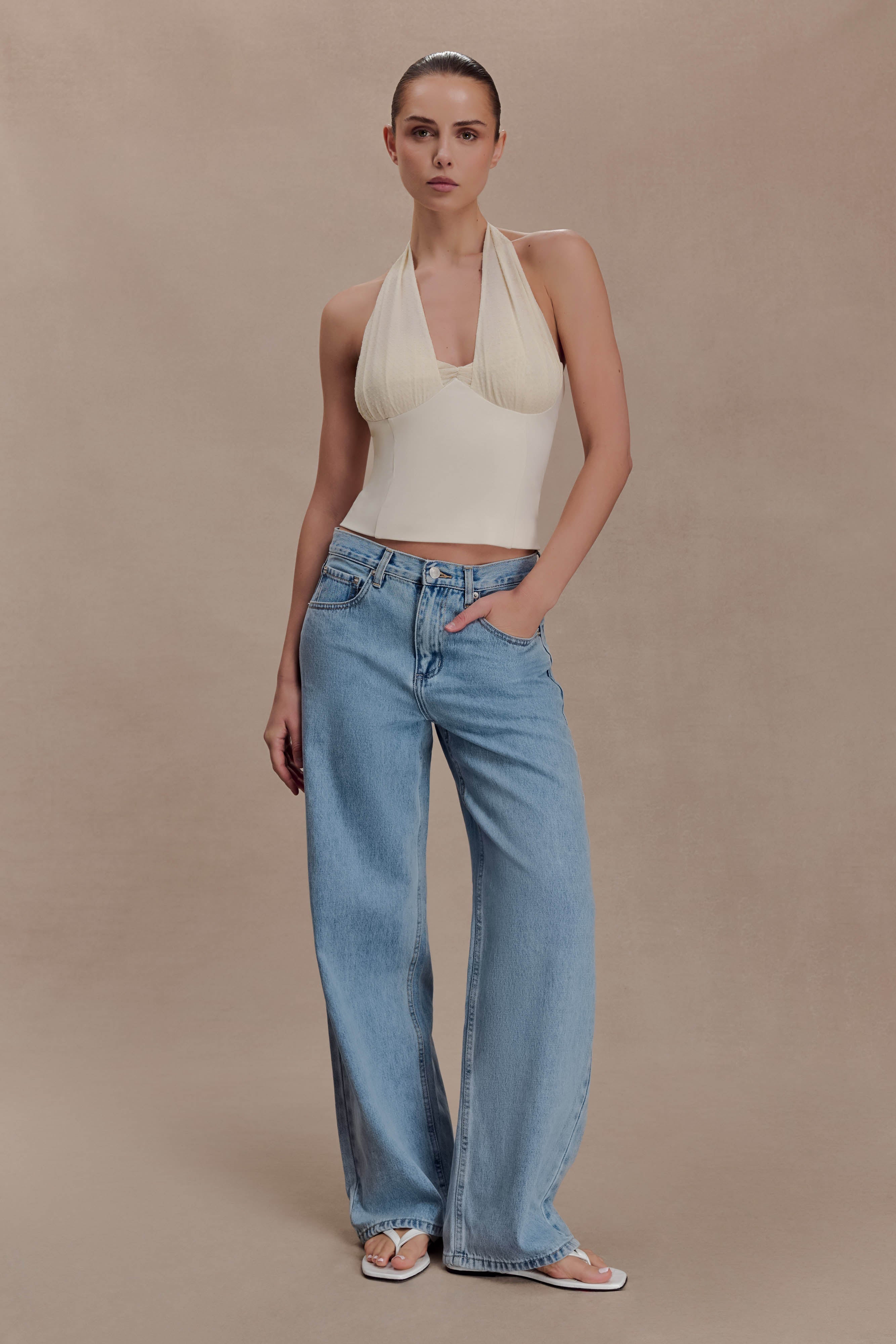 Cressida Crepe Halter Top - Ivory