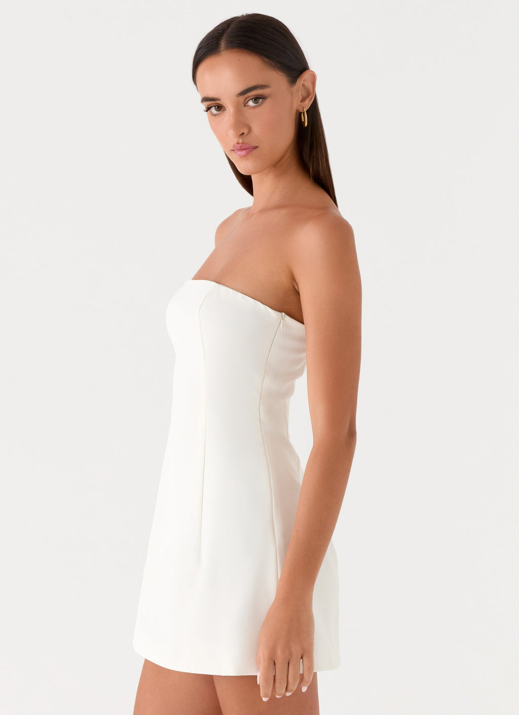 Della Strapless Mini Dress - White