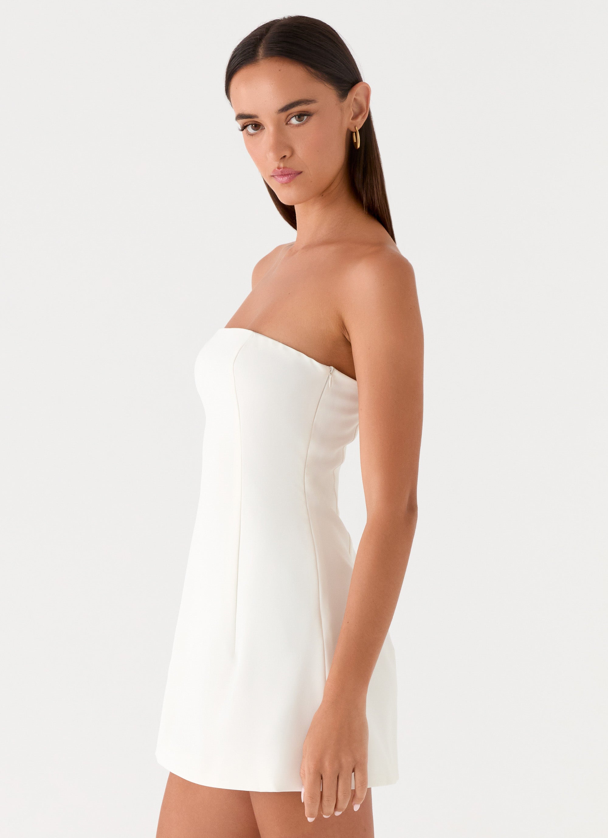 Della Strapless Mini Dress - White