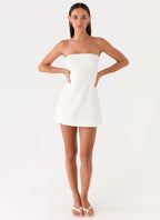 Della Strapless Mini Dress - White