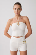 Dimitri Knit Halter Top With Hardware - Ivory