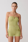 Dimitri Knit Halter Top With Hardware - Light Olive