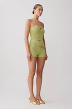 Dimitri Knit Halter Top With Hardware - Light Olive