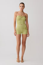 Dimitri Knit Halter Top With Hardware - Light Olive