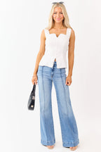 Flare Jeans Women with High Rise & Stretchy Fabric Flattering Fit