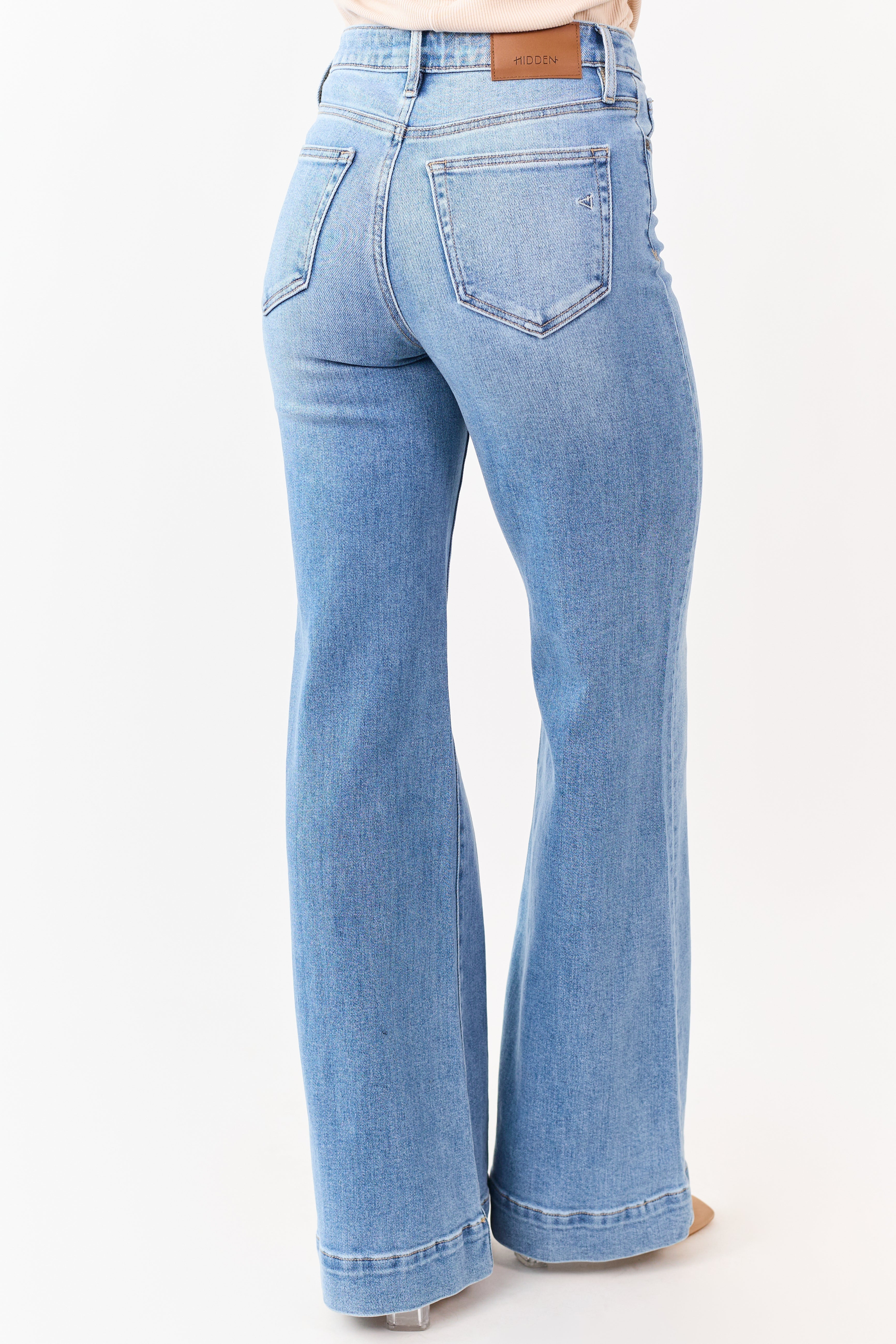 Flare Jeans Women with High Rise & Stretchy Fabric Flattering Fit