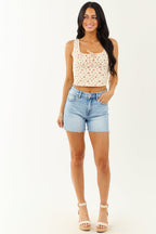 High Rise Jean Shorts Women – Stretchy Denim with Raw Hem