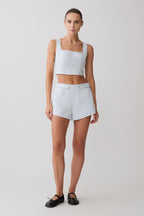 Josephine Crop Top With Open Back - Ice Blue