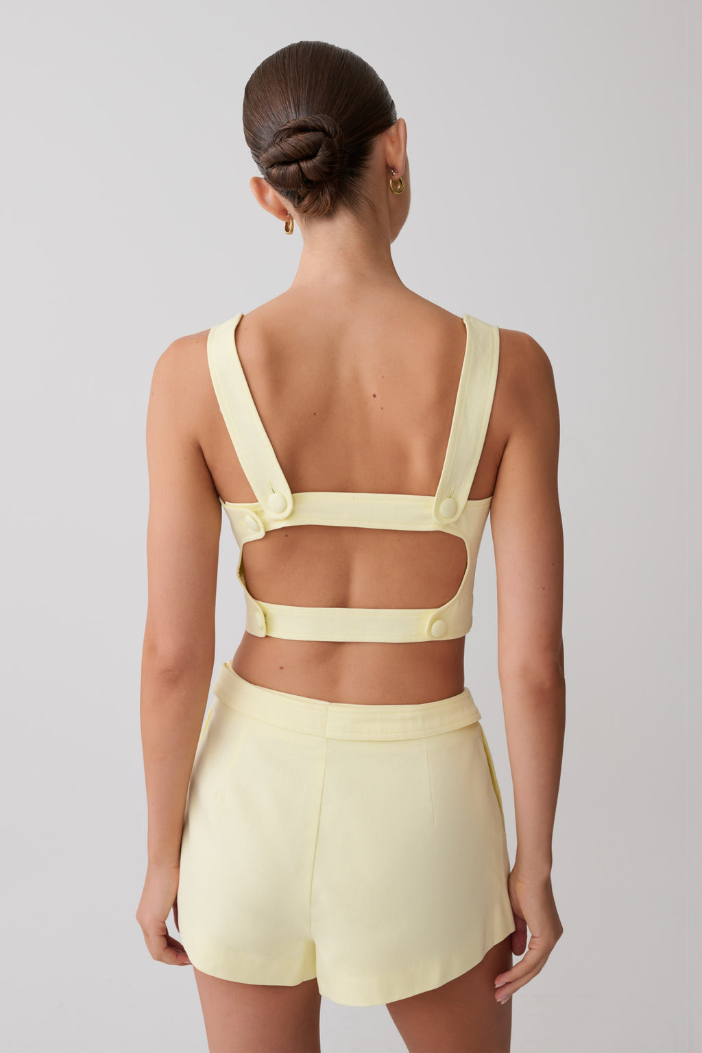 Josephine Crop Top With Open Back - Lemon